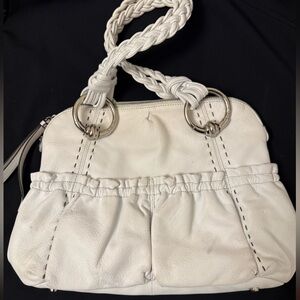 B. Makowsky Cream Leather Shoulder Bag